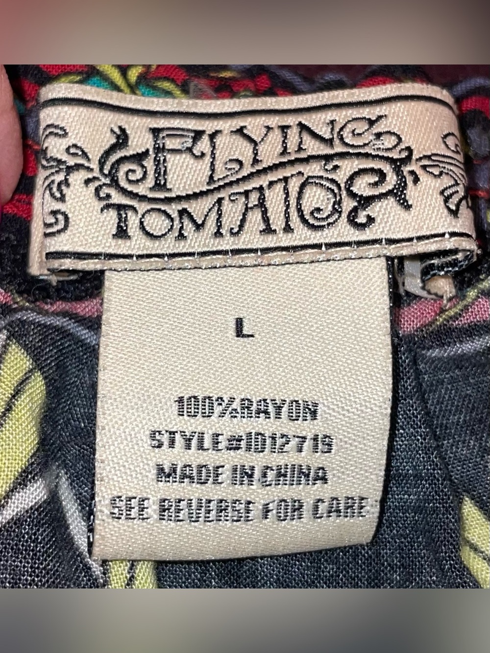 Flying Tomato Women’s Size L Boho Tunic Blouse Rayon Tribal Dashiki Festival Tie - Picture 7 of 7